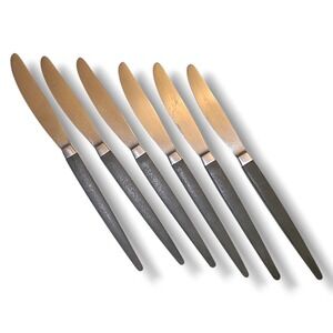 Vintage MCM Stanley Roberts Modern Elegance Japan Steak Knives Set 6 Black